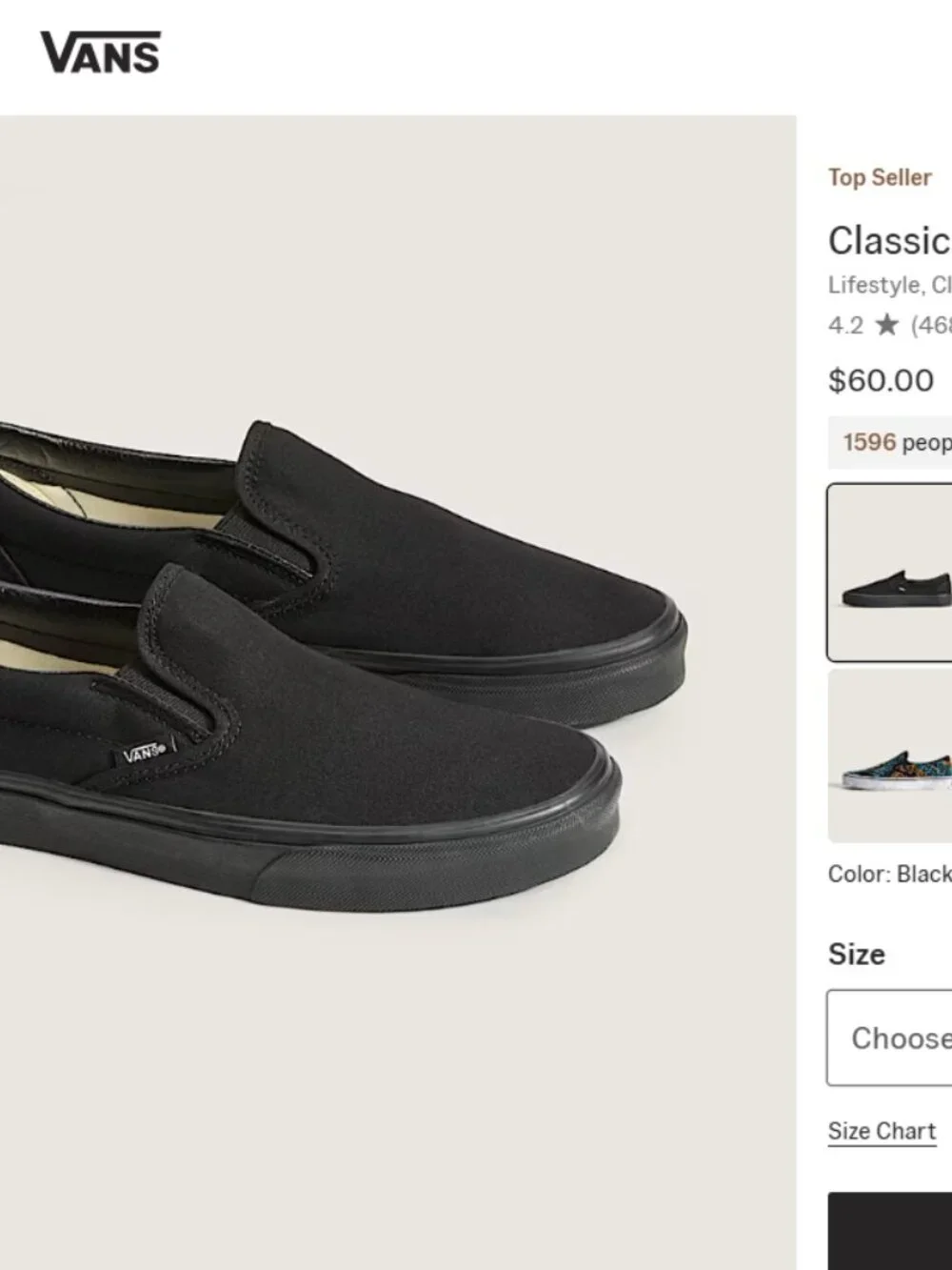 Black Vans Classic Slip-On Shoe (Men 7.5 Women 9)